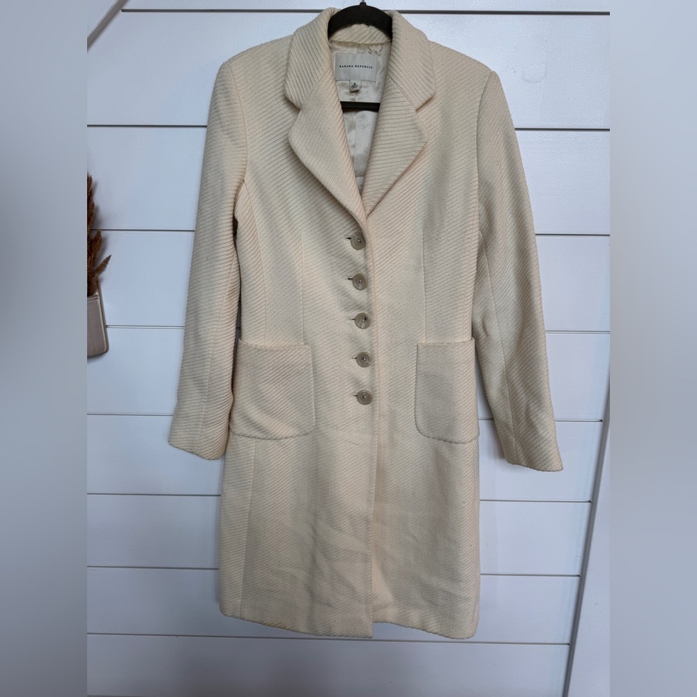 Banana Republic Cotton/Wool Ribbed Peacoat 
Size Medium